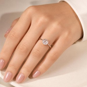 Fine Ring 10K 14K 18K Solid Gold Rose Cut Lab Diamond Engagement Ring Solitaire Ring Bridal Ring Platinum Ring Anniversary Ring - Product Image 4