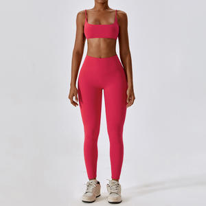 Conjunto de Leggings de Yoga para Mujer, Venta al por Mayor Directa de Fábrica, Diseño Sólido con Cintura en V, Control de Abdomen, Transpirable, Costuras Reforzadas para Entrenamiento - Product Image 2