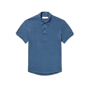 เสื้อเชิ้ตผู้ชายสีน้ำเงินล้วน ผ้าฝ้าย 100% แขนสั้น ทรงปกติ สวมใส่สบาย ระบายอากาศได้ดี แห้งเร็ว - Product Image 1