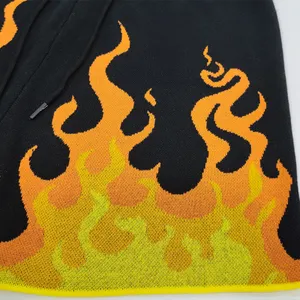 Flame Jacquard bedrucktes Herren Pullover-Set Trainingsanzug Hosenhemd bunte Hosen Herren Sportbekleidung 2-teiliges Strick-Set