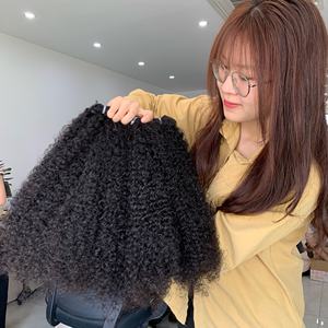 Vente en gros d'extensions de cheveux trame bouclée birmane de haute qualité, paquet de cheveux humains vierges non traités de couleur noire naturelle - Product Image 2