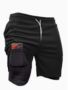 <b>Men</b> s Premium Performance <b>Compression</b> Double Layer Gym <b>Shorts</b> with Built-In Inner Liner for Running Training Fitness Workout - Product Image 1