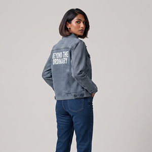 Veste en jean pour femme à manches longues, col rabattu, avec poche poitrine, boutonnée - Product Image 2