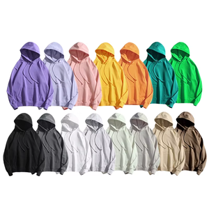 เสื้อฮู้ดผู้ชายทรงปกติ สีพื้น ผ้าฝ้ายถัก 100% สวมใส่สบายๆ สำหรับฤดูใบไม้ร่วง ดีไซน์สั่งทำได้ - Product Image 5