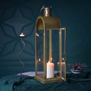 Elegant Modern Shape Tempered Glass Candle Pillar Holder <b>Lanterns</b> <b>Black</b> Metal Frame Handmade 3 Sizes Christmas Home Decoration - Product Image 4