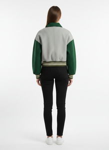 Premium Quality Women's Varsity Baseball <b>Jacket</b> Sheep Skin Crop Slim Fit Custom Logo Embroidery <b>Sequins</b> Cotton Blend Custom - Product Image 4