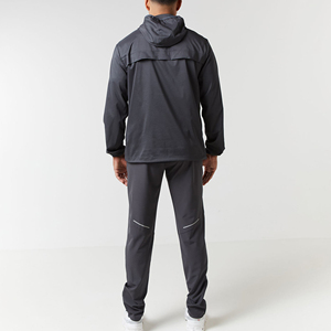 <b>White</b> Label Men's Winter Thermal Waterproof Hooded Sports Set Breathable Zipper <b>Long</b> <b>Sleeve</b> <b>Top</b> Pants 2-Piece Knitted Front Logo - Product Image 2