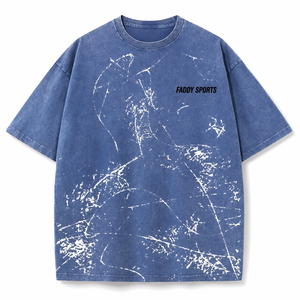 Custom Vintage Acid Wash T Shirt Heavyweight 100% Cotton Oversized Streetwear Men Graphic Print Drop Shoulder Retro Blue <b>Tee</b> - Product Image 4
