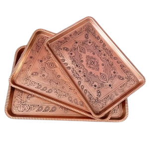 Plateau de service en métal avec poignée design unique, finition argentée brillante, dernier motif, arrivée récente, forme ovale, revêtement en poudre blanche - Product Image 5