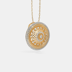 14K Yellow Gold Circular Filigree Lab Grown Diamond Statement Pendant Necklace - Product Image 5