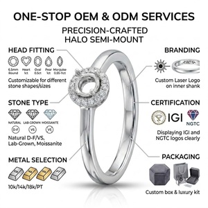   Anillo Moderno de Oro Blanco de 18k con Halo Redondo y Engaste de Diamantes Naturales, Estilo Formal - Product Image 5