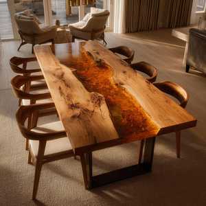 Modern Furniture Latest Collection Solid Live Edge Wooden Dining <b>Table</b> Transparent <b>Epoxy</b> Resin Restaurant & Cafe Dining <b>Table</b> - Product Image 6