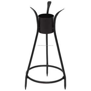 Ambiente Estilo de vida alta calidad al aire libre Patio jardín decoración hecha a mano Metal mirando bola soporte negro polvo recubierto ornamento - Product Image 6