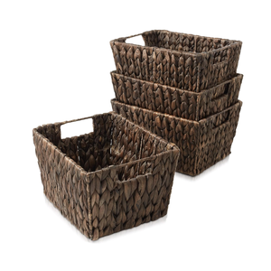 Wholesale Farmhouse Design Water Hyacinth Storage <b>Baskets</b> for Organizing Woven Storage Bins for Shelves made by Vietnamese - Product Image 1