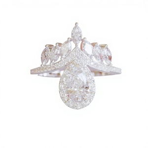 Bague de fiançailles élégante et luxueuse en argent sterling plaqué or rose avec moissanite taille poire pour femme, idéale pour les fêtes et les mariages - Product Image 1