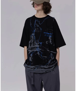 Camiseta de algodón holgada de corte extragrande para hombre al por mayor, con hombros caídos, lavado ácido, lavado a la piedra, estampado serigrafiado y DTG, impresión personalizada. - Product Image 2