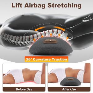 3-in-1 Electric Lumbar <b>Massager</b> with Memory Foam Plug-in Lower <b>Back</b> Support Pillow Heat <b>Vibration</b> Airbag Stretching Features - Product Image 2