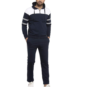 Survêtement à capuche bleu marine pour homme, style décontracté avec blocs de couleur, manches longues, poches latérales, coupe classique, style automne - Product Image 3