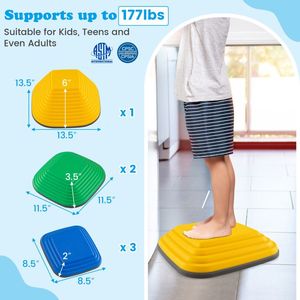 Set di 6 blocchi di equilibrio quadrati per bambini al coperto all'aperto pietre miliari per ornamenti da giardino - Product Image 6