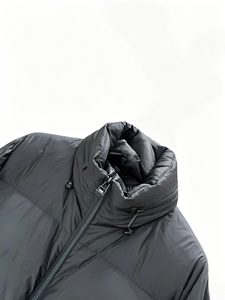 Blouson matelassé pour homme à col montant, coupe-vent, en nylon épais, hiver, décontracté, fermeture éclair courte, couleur unie, coupe classique - Product Image 5