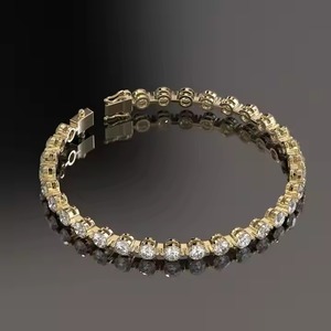New Round Shape Lab Grown Diamond Tennis Bracelet Bezel Setting 18K White Gold Diamond Bracelet for Both <b>Men</b> and Women - Product Image 3
