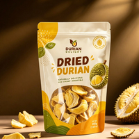 Sachet Doypack Personnalisé avec Fermeture Zip de Qualité Alimentaire et Fenêtre Transparente pour Snack de Durian Lyophilisé 200g, Impression Numérique