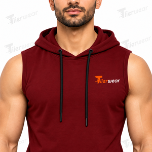 Wholesale Men's <b>Sleeveless</b> Gym <b>Hoodies</b> Workout Hooded Solid Print Sports Body Building Stringer Muscle Cut T-Shirt - Product Image 5