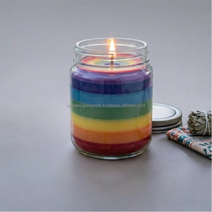 Custom Multi Color 7 Chakra Mason Jar <b>Candle</b> <b>Bulk</b> Sourcing Energy Healing Sacred Flames Gift - Product Image 1