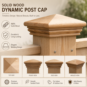 Tapa Decorativa de Madera Sólida para Postes de Cercas y Barandillas, Diseño Piramidal, para Exteriores - Product Image 3