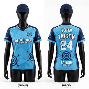 Jersey de Arquería Premium de Poliéster Interlock de 180 GSM, Paneles en Degradado Azul, Impresión por Sublimación, Nombre, Número y Logotipo Personalizados - Product Image 6
