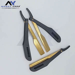 มีดโกนหนวดคุณภาพสูง ด้ามจับพลาสติก สำหรับผู้ชาย ใบมีดเดี่ยว แบบตุรกี สีดำทอง จำหน่ายส่ง รับผลิตโลโก้ OEM - Product Image 2