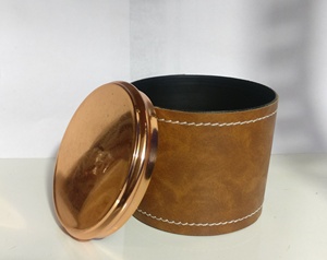 กระปุกเทียนหนังเทียมพร้อมฝาสีโรสโกลด์ - Product Image 4