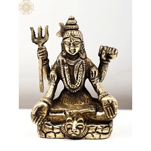 Handmade 3 Inch Small Brass Lord <b>Shiva</b> <b>Statue</b> Made in India Sculpture Item - Product Image 1