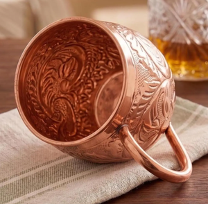 Mug Moscow Mule en cuivre de 16 oz avec poignée, motif coq gravé, tasse à bière en métal martelé, artisanat artisanal en cuivre pur pour la maison - Product Image 5