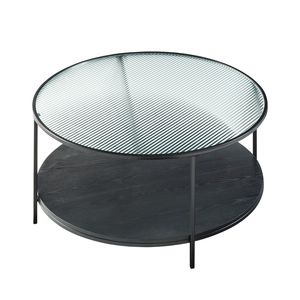 Set di tavolini moderni in 2 pezzi, tavolino da caffè con piano in vetro e tavolino laterale, finitura in metallo nero, mobili per soggiorno - Product Image 5