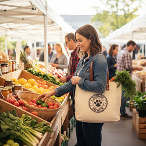 Wholesale Anti-Theft Waterproof Geometric Cotton Canvas Tote <b>Bag</b> Custom Size Foldable Shoulder Handle Button Closure <b>Reusable</b> - Product Image 2