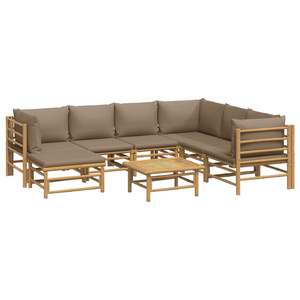 Conjunto de Muebles de Jardín Modulares de Bambú Color Taupe para 6 Personas, Estilo Tropical - Product Image 3