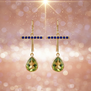 Pear Cut Green Hydro Earrings with Blue CZ 925 <b>Sterling</b> <b>Silver</b> 18K Gold Plated Designer Statement Earrings Women Jewelry - Product Image 4