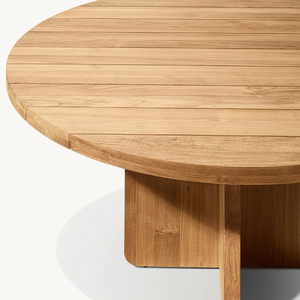 Table ronde en teck au style moderne et épuré pour une utilisation en extérieur dans les restaurants, robuste et durable. - Product Image 5