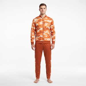 Men's Orange <b>Camo</b> Print Sublimation Tracksuit Sports <b>Jacket</b> Matching Pants Athletic Gym Workout Running Training Sportswear - Product Image 5