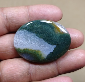 Cabujón de Cuarzo Ágata Musgosa Natural Verde, Piedra Ovalada Facetada Suelta para Joyería - Product Image 5