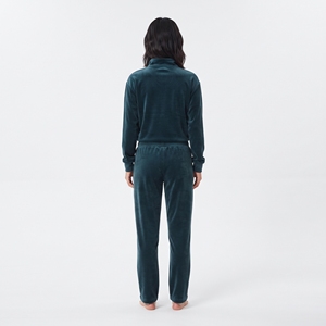 <b>Women's</b> <b>Half</b> <b>Zip</b> Velour Sweatsuit 2 Piece <b>Sweatshirt</b> Dark Green Velour Tracksuit Wide Leg Pants Casual Velvet Winter Tracksuit - Product Image 2