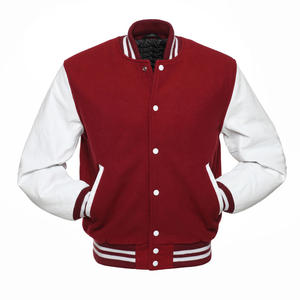 Veste universitaire en laine de qualité supérieure OEM avec manches en cuir de vache véritable, patchs personnalisés, broderie Lettermen - Product Image 6