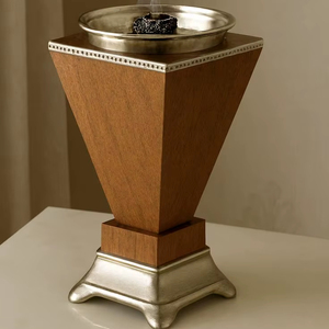 Brûleur à Bakhoor en Bois Moderne avec Plateau Métallique – Porte-Encens Oud Arabe pour Décoration Islamique et Cadeaux de Mariage - Product Image 1