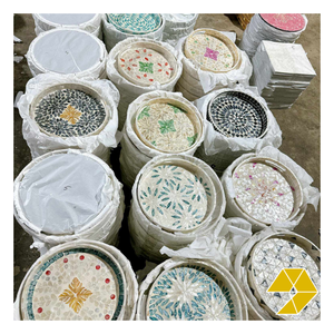 Bandeja Decorativa de Ratán con Patrones de Madreperla para Decoración de Mesa de Centro y Colecciones de Hogar de Boutique - Product Image 3