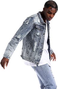 Blouson en jean premium pour homme, délavé vintage, en coton, boutonné, style streetwear décontracté, vêtement d'extérieur, personnalisable OEM ODM, vente en gros - Product Image 2