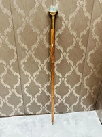 Tongkat Jalan Antik Berbahan Kuningan dan Kayu Rosewood dengan Gagang Jam, Tongkat Pria Vintage 36 Inci, Hasil Polesan Berkilau, HARTA KARUN DUNIA KUNO