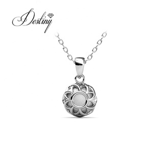 925 Sterling Silver Daisini Embellished with Swarovski Crystals Fashion Custom <strong>Lily</strong> Pendant <strong>Necklace</strong> for Woman - Product Image 4