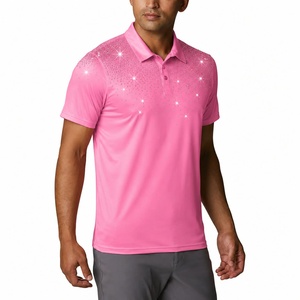 Men's Pink Short Sleeve for Shirt Rhinestone Design <b>Dot</b> Pattern Casual Knitted Breathable 100% Cotton <b>Eco</b>-Friendly Regular Fit - Product Image 2