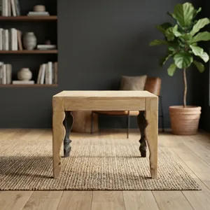 Rustic <b>Wooden</b> Curvy <b>Leg</b> <b>Coffee</b> <b>Table</b> with Natural Finish and Sculptural Handcrafted Base Living Room Furniture - Product Image 3